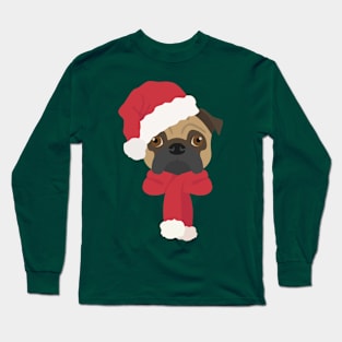 Christmas Pug Dog Face Long Sleeve T-Shirt